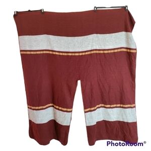 Just Cozy blanket poncho wrap cloak scarf 52" X 59" maroon gold gray